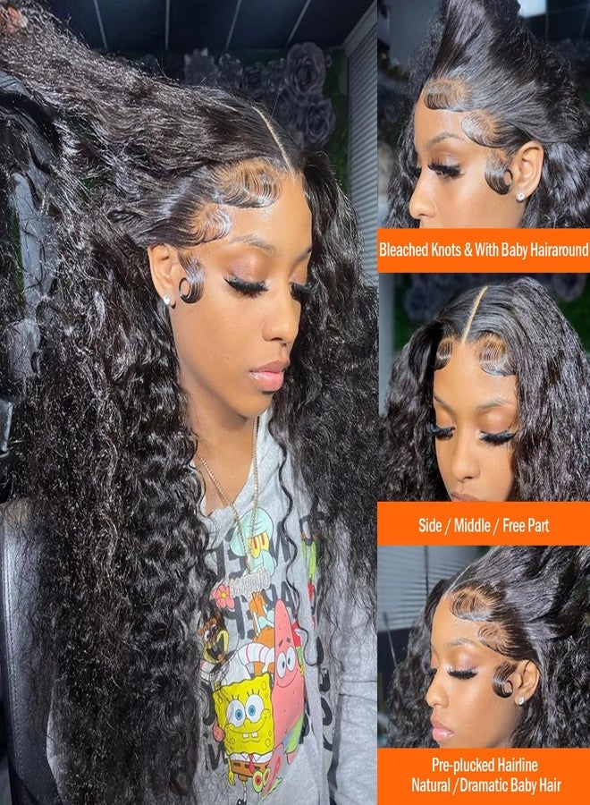 AISI 13x4 Deep Wave Lace Front Wigs Human Hair 180% Density HD Lace Front Wigs Human Hair Curly Wigs for Black WomenGlueless Wigs Human Hair with Baby Hair 16 Inch - Image 2