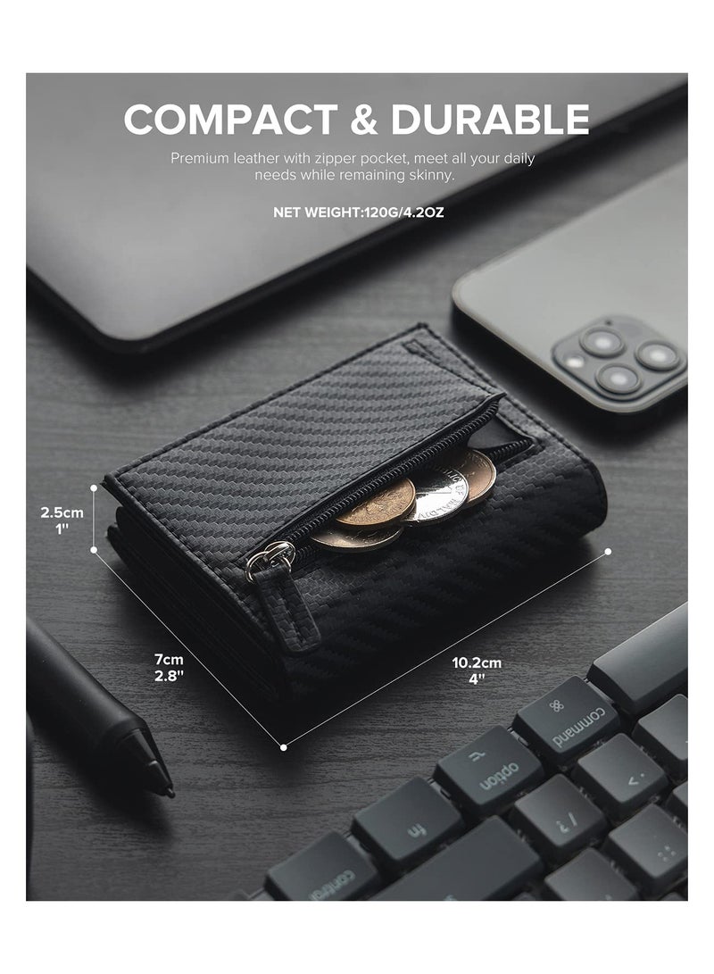 Card Holder Wallet with Coin Pocket Magnetic Closure Pop Up Cards, With ID Window Leather Wallet for Cash & Credit Cards, Slim Business Credit Card Wallet with Money Pocket for Men - Image 3