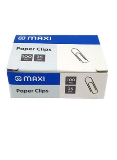 Maxi MAXI 25MM BOAT SHAPE PAPER CLIP BOX OF 100PC SILVER  - Image 1