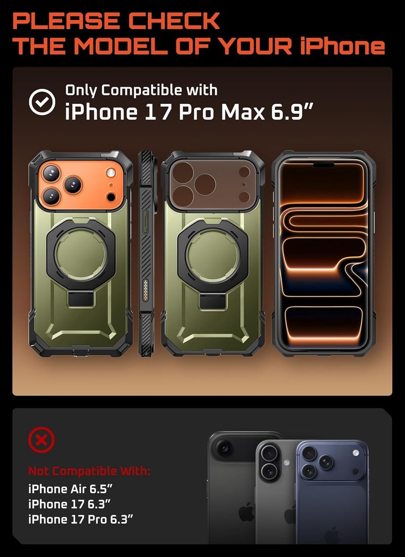 SupCase for iPhone 17 Pro Max Case with Kickstand (Unicorn Beetle Grip), [Camera Control Cover] [Compatible with MagSafe] [Military-Grade Drop Protection] Heavy Duty Magnetic Phone Case, Guldan - Image 2
