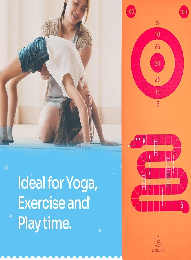 Wiselife Play & Exercise 6MM Kids Printed Yoga Mat & Carry Strap| Hopscotch, Snakes & Ladders and Target Toss Games | Exercise Mat for Children | Ideal for Child of 3-15 years - Image 2