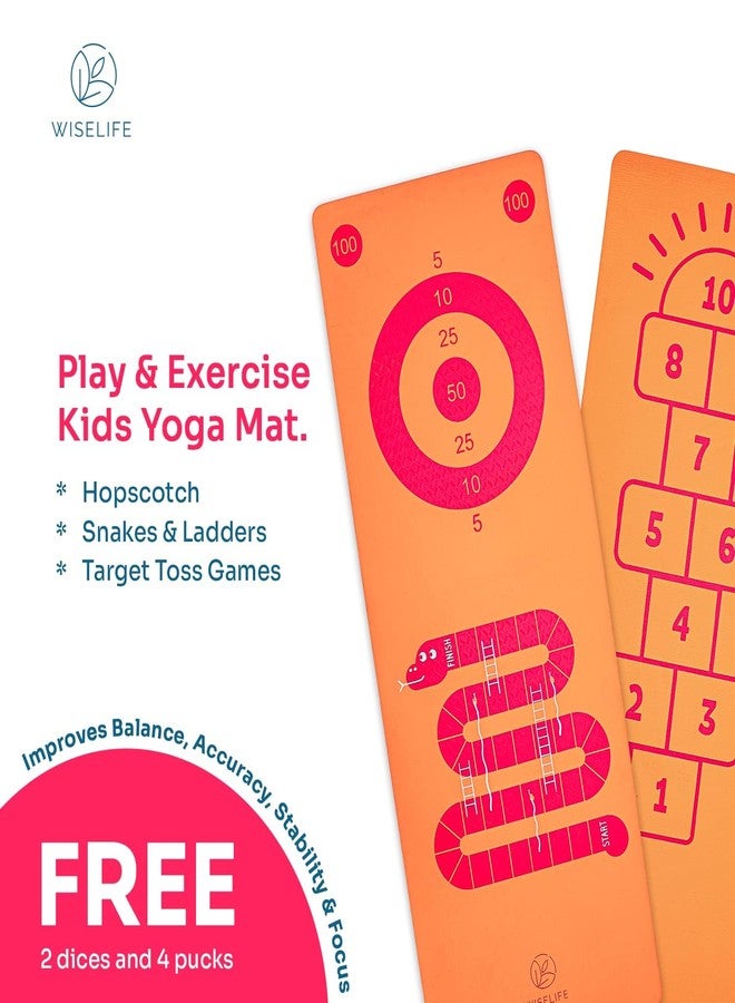 Wiselife Play & Exercise 6MM Kids Printed Yoga Mat & Carry Strap| Hopscotch, Snakes & Ladders and Target Toss Games | Exercise Mat for Children | Ideal for Child of 3-15 years - Image 3