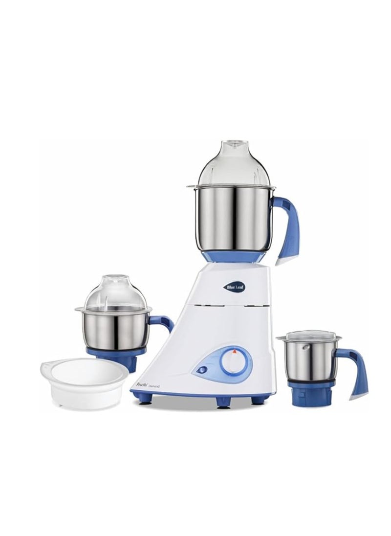 ماركة غير محددة Preethi Blue Leaf Diamond 750-Watt Mixer Grinder with 3 Jars, Blue/White  - Image 1