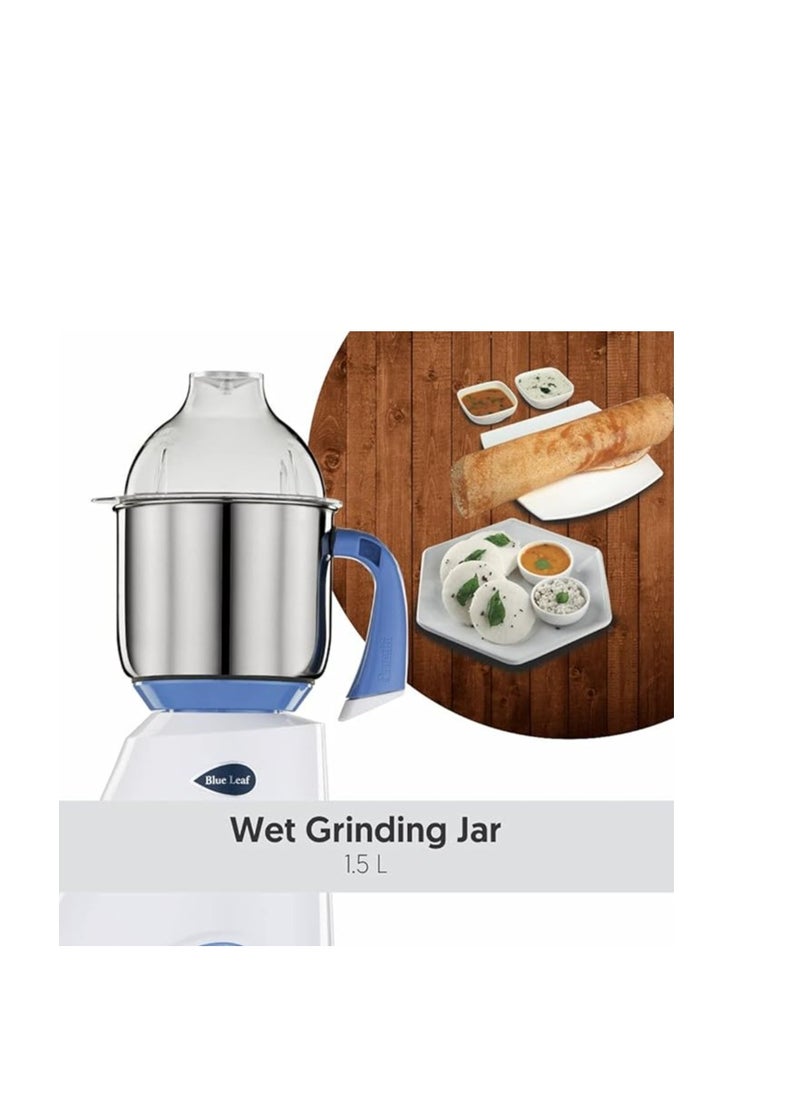 ماركة غير محددة Preethi Blue Leaf Diamond 750-Watt Mixer Grinder with 3 Jars, Blue/White  - Image 3