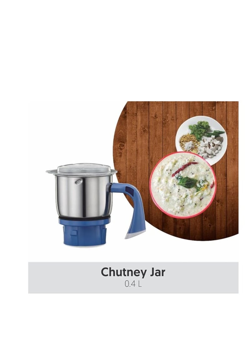 ماركة غير محددة Preethi Blue Leaf Diamond 750-Watt Mixer Grinder with 3 Jars, Blue/White  - Image 4