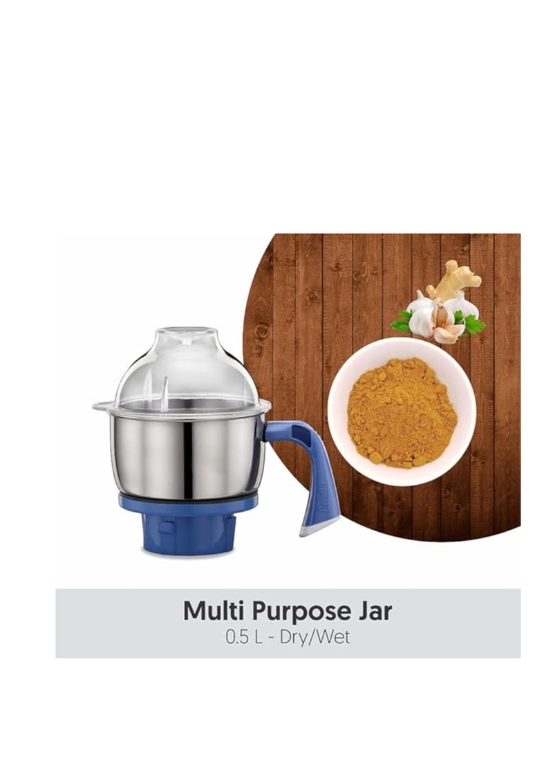 ماركة غير محددة Preethi Blue Leaf Diamond 750-Watt Mixer Grinder with 3 Jars, Blue/White  - Image 5