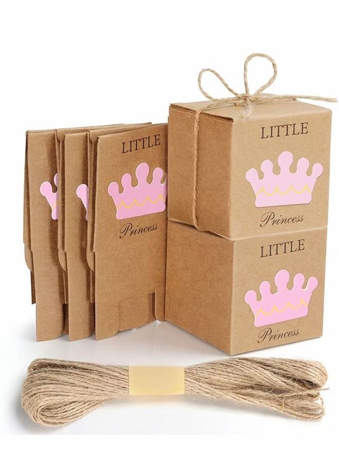 Generic - 50 Pcs Little Princess Baby Shower Party Favor Boxes,Baby Shower Favors for Guests with 50 Pcs Twine Bow,Rustic Kraft Paper Candy Bag Gift Boxes for Birthday Baby Shower Decoration - Image 1