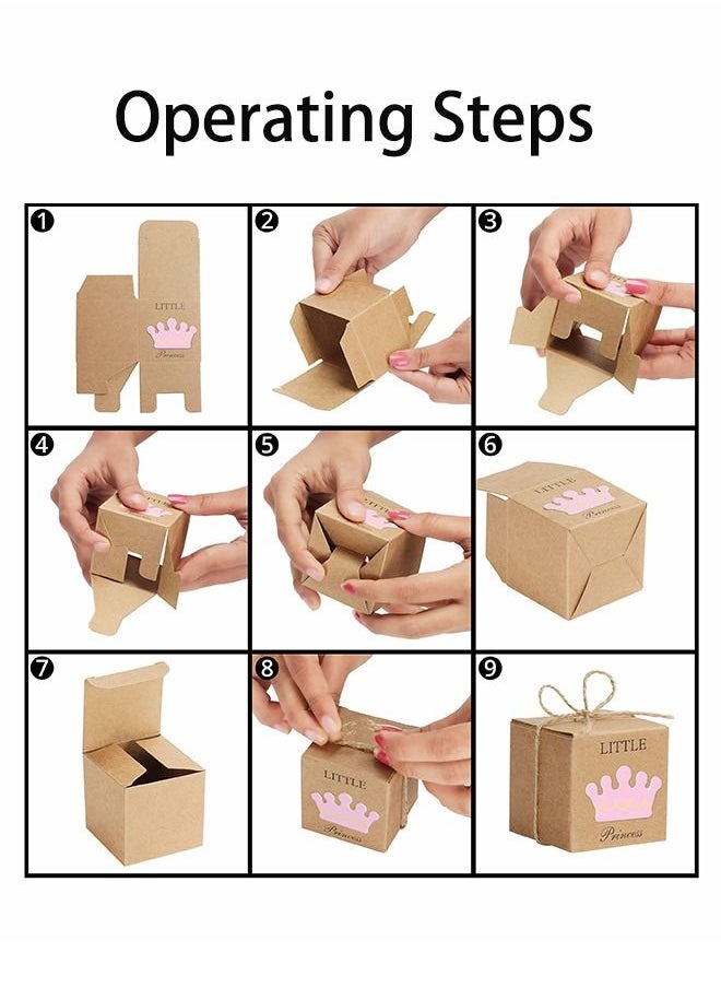 Generic - 50 Pcs Little Princess Baby Shower Party Favor Boxes,Baby Shower Favors for Guests with 50 Pcs Twine Bow,Rustic Kraft Paper Candy Bag Gift Boxes for Birthday Baby Shower Decoration - Image 1