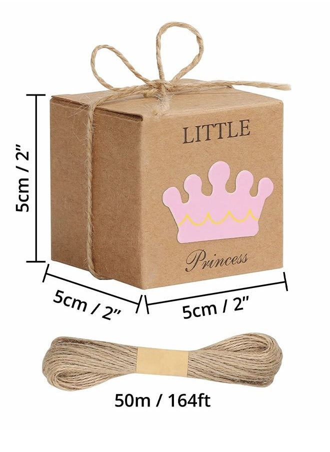 Generic - 50 Pcs Little Princess Baby Shower Party Favor Boxes,Baby Shower Favors for Guests with 50 Pcs Twine Bow,Rustic Kraft Paper Candy Bag Gift Boxes for Birthday Baby Shower Decoration - Image 1