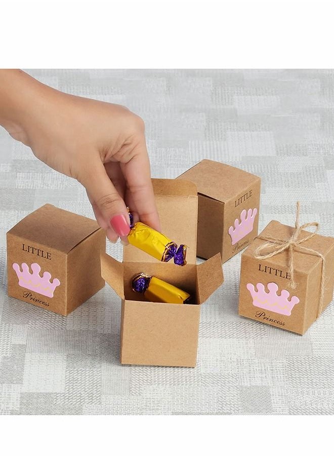 Generic - 50 Pcs Little Princess Baby Shower Party Favor Boxes,Baby Shower Favors for Guests with 50 Pcs Twine Bow,Rustic Kraft Paper Candy Bag Gift Boxes for Birthday Baby Shower Decoration - Image 1