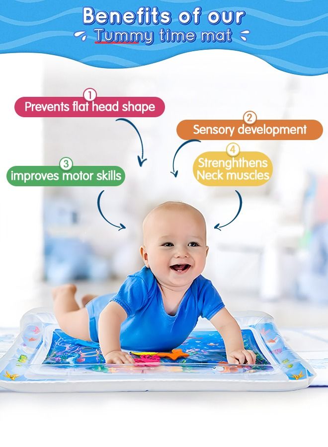 Tummy Time Baby Water Play Mat Inflatable Toy Mat for Infant Toddlers Activity Center for Newborn Boy Girl