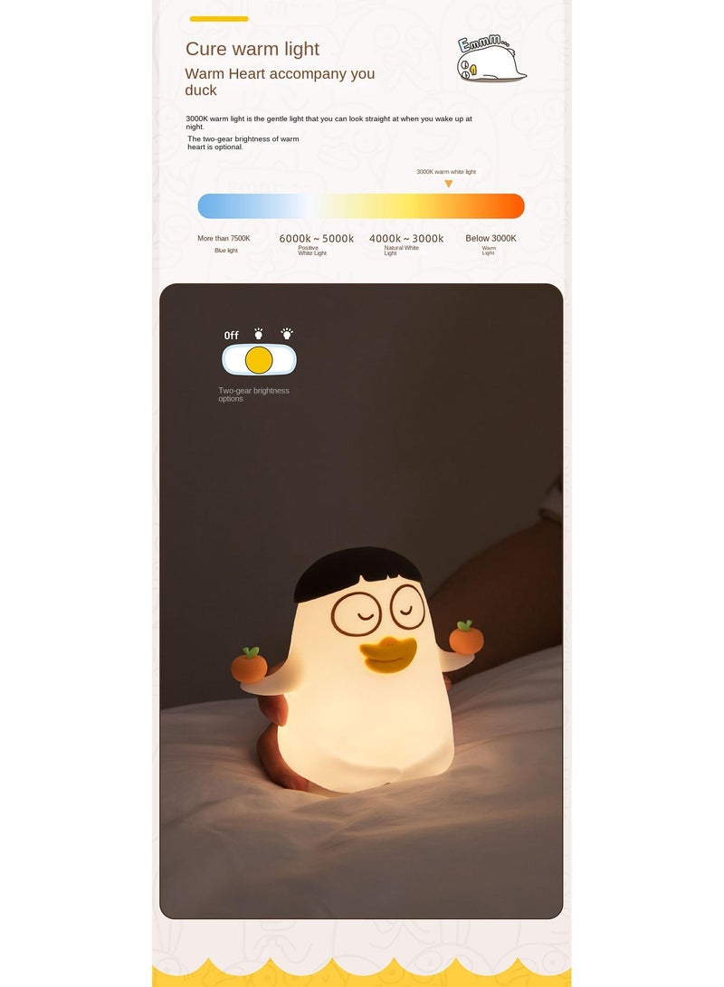 Fun Little Duck Night Lamp Desktop Decoration Night Lamp Bedroom Bedside Sleep Lamp Timing Night Lamp - Image 3