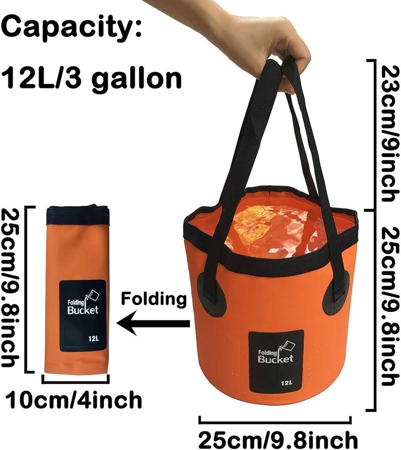 Sunglow Collapsible Fishing Bucket, 3 Gallon Multifunctional Portable Wash Basin - Water Container for Fishing, Camping, Gardening (12L/3gallon (Orange)) - Image 2