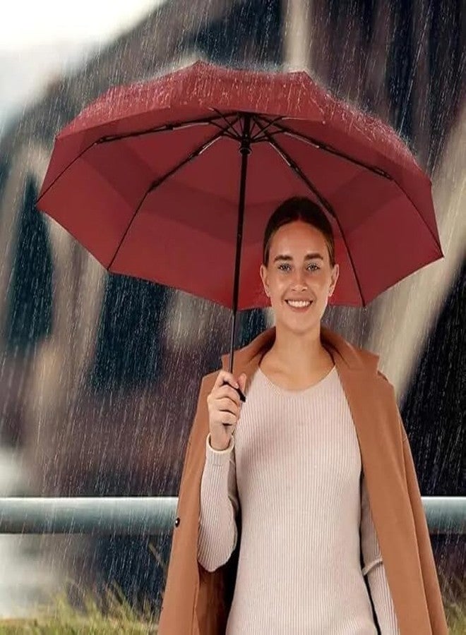 Touchcart مظلة تاتش كارت كبيرة الحجم مقاومة للرياح والأشعة فوق البنفسجية - مظلة سفر متينة وأنيقة قابلة للطي ثلاث مرات مع مقبض كارابين، تفتح وتغلق تلقائيًا، مناسبة للرجال والنساء والأطفال. - Image 5