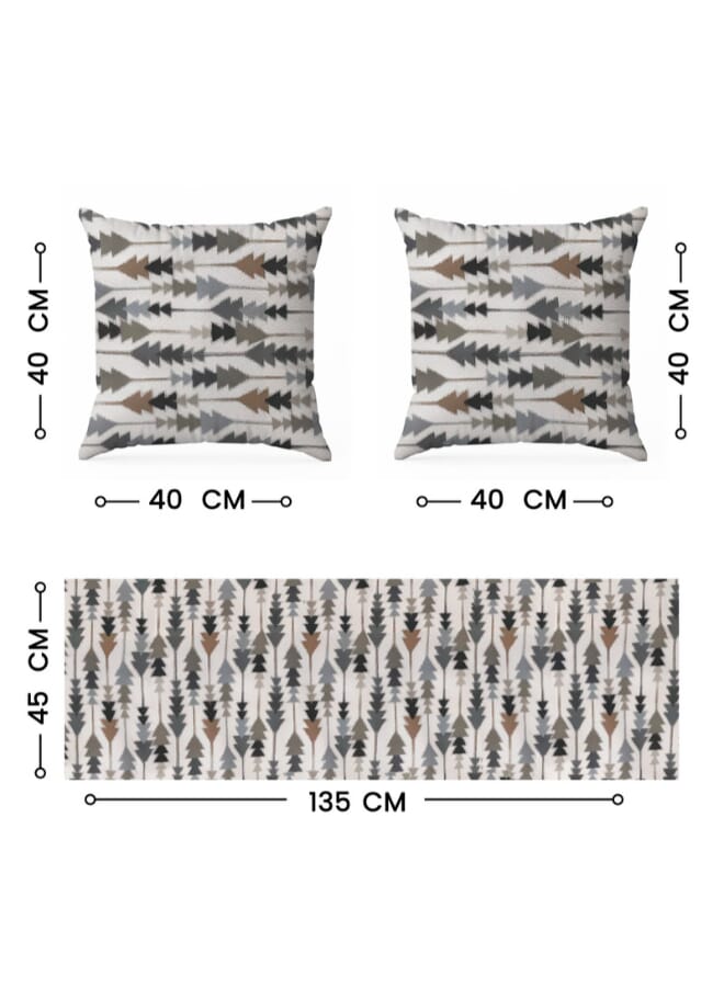  انتكس بيت الستائر طقم إنتكس هوم صوفيا إليجانس من 3 قطع - مفرش طاولة فاخر من الكتان المخملي (45 × 135 سم) وغطائي وسادة (45 × 45 سم) - Image 2