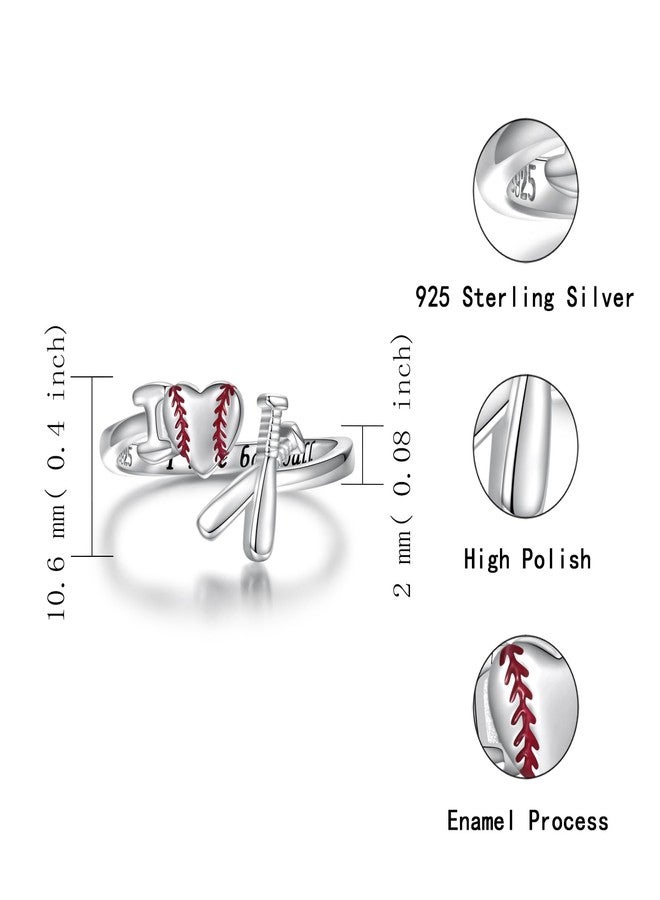 Sariel 925 Sterling Silver I Love Baseball Rings for Women Sport Jewelry Gifts for Baseball Lovers Mom - Image 5