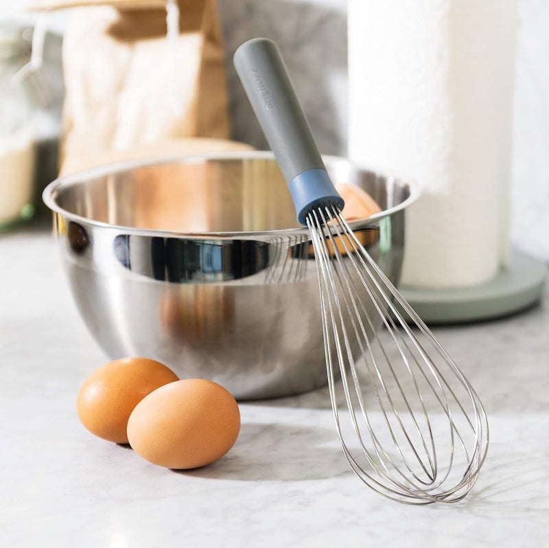 BergHOFF Balance Stainless Steel Whisk 11" for Kitchen with This Silicone Whisk, Made with Recycled Plastic, Easy to Use & Durable, Heat Resistant & Diswasher Safe - Image 2