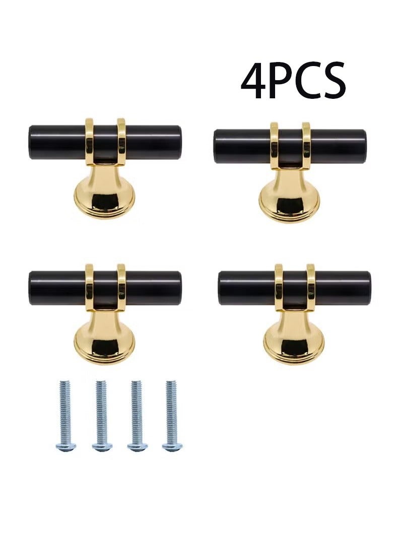 Unewshi Cabinet handles 4 pack single hole zinc alloy drawer door handles gold and black - Image 1