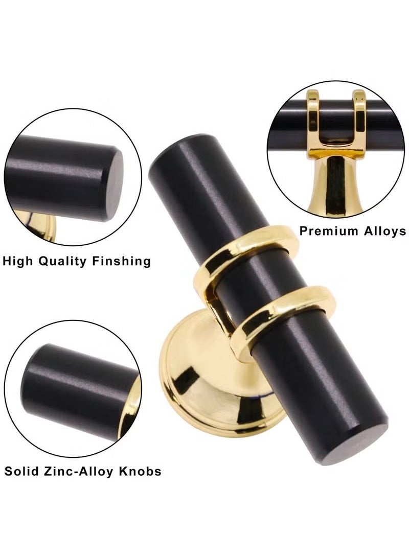 Unewshi Cabinet handles 4 pack single hole zinc alloy drawer door handles gold and black - Image 2