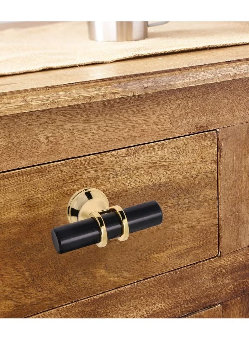 Unewshi Cabinet handles 4 pack single hole zinc alloy drawer door handles gold and black - Image 3