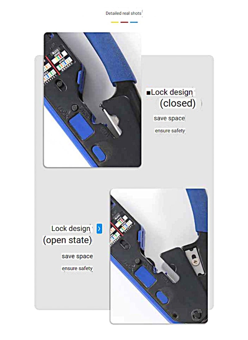 ELIKLIV - RJ45 Crimping Tool Kit Straight Through Crimper Ethernet RJ45 Crimping Tool Wire Stripper Crimper 8P All-in-one RJ45 Cat5e Cat6a Crimp Tool 6P RJ11/12 Telephone Connector with Cable Tester - Image 1