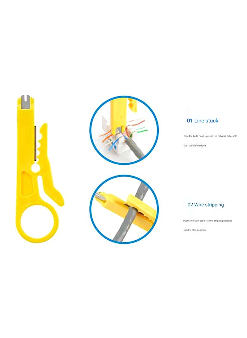 ELIKLIV - RJ45 Crimping Tool Kit Straight Through Crimper Ethernet RJ45 Crimping Tool Wire Stripper Crimper 8P All-in-one RJ45 Cat5e Cat6a Crimp Tool 6P RJ11/12 Telephone Connector with Cable Tester - Image 1