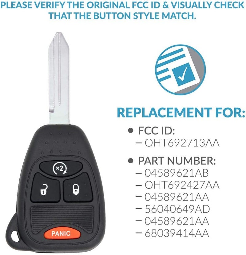 Keyless2Go Keyless Entry Remote Car Key Replacement for Vehicles That Use 4 Button OHT692713AA - 2 Pack - Image 4