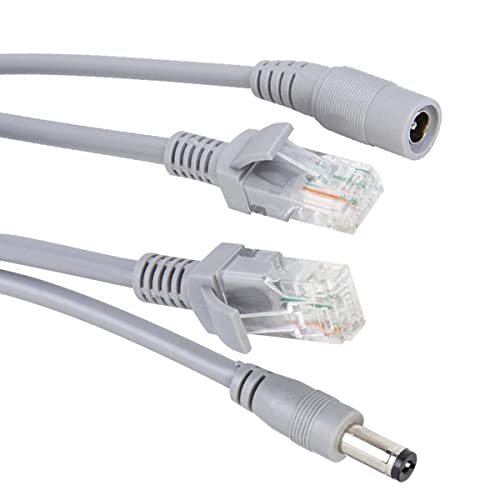 priaolker 10M/33FT Ethernet CCTV Cable, Cat 5 RJ45 + 2.1x5.5mm DC Power Cord, for CCTV Security Camera Surveillance System IP Camera NVR System Grey - (1Pcs) - Image 5