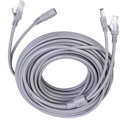 priaolker 10M/33FT Ethernet CCTV Cable, Cat 5 RJ45 + 2.1x5.5mm DC Power Cord, for CCTV Security Camera Surveillance System IP Camera NVR System Grey - (1Pcs) - Image 4
