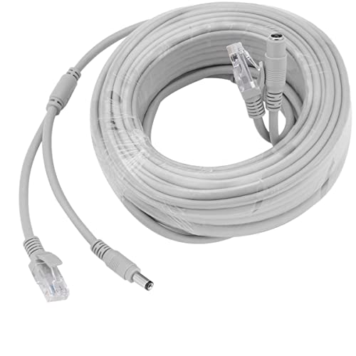 priaolker 10M/33FT Ethernet CCTV Cable, Cat 5 RJ45 + 2.1x5.5mm DC Power Cord, for CCTV Security Camera Surveillance System IP Camera NVR System Grey - (1Pcs) - Image 3