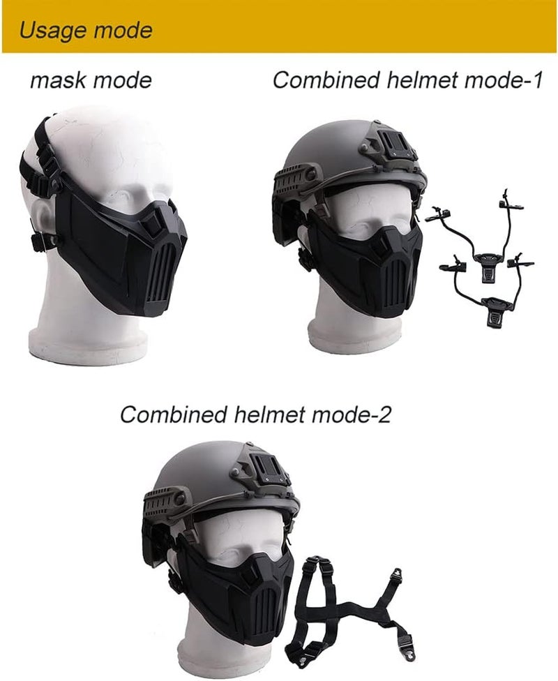 yeesport Airsoft Mask Creative Protective Half Face Mask Outdoor Game Mask Costume Mask Outdoor Sports Masks (Black) - Image 4