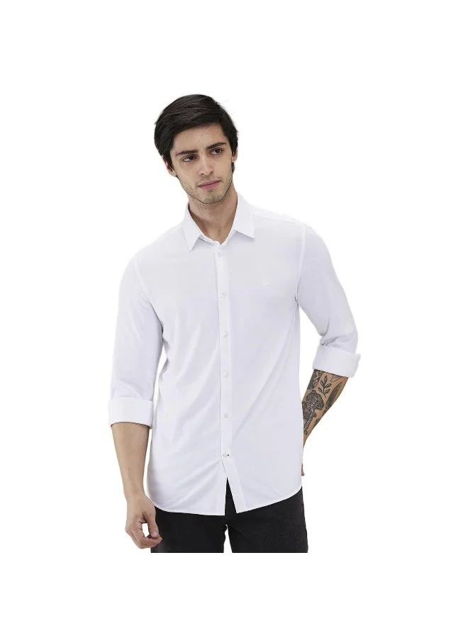 بيينغ هيومان Mens White Collared Long Sleeve Shirt