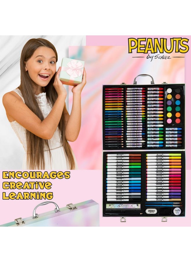 Peanuts Peanuts Snoopy Colored Pencils Art Supplies Kids Drawing Kit School Supplies Painting Kit Girls Drawing Pencils Art Kit Travel Case with Crayons Arts and Crafts for Kids 4-12  - Image 3