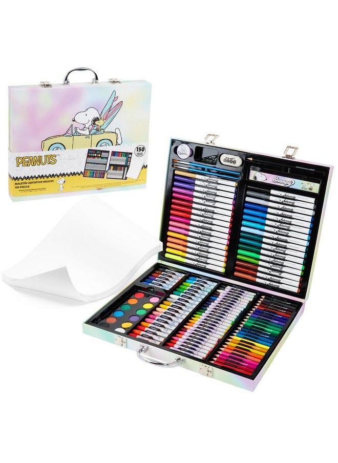 Peanuts Peanuts Snoopy Colored Pencils Art Supplies Kids Drawing Kit School Supplies Painting Kit Girls Drawing Pencils Art Kit Travel Case with Crayons Arts and Crafts for Kids 4-12  - Image 1
