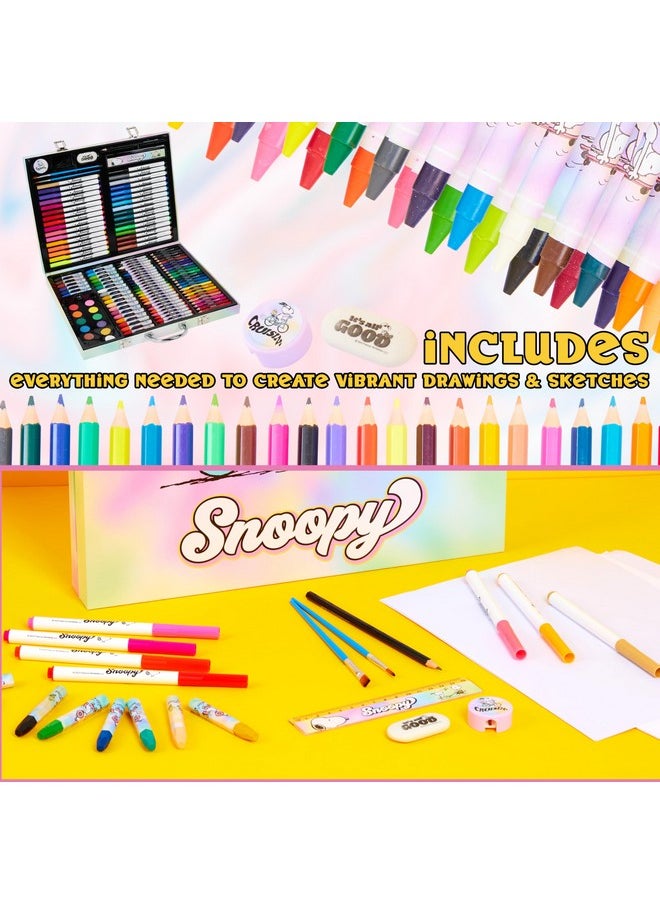 Peanuts Peanuts Snoopy Colored Pencils Art Supplies Kids Drawing Kit School Supplies Painting Kit Girls Drawing Pencils Art Kit Travel Case with Crayons Arts and Crafts for Kids 4-12  - Image 4