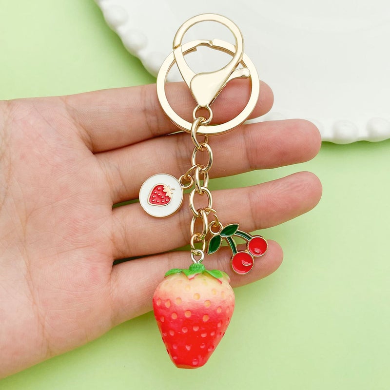Japanese And Korean Anti-Fruits Strawberry Cherry Keychain Accessories Cute Style Popular Gifts - Image 4
