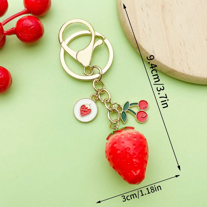 Japanese And Korean Anti-Fruits Strawberry Cherry Keychain Accessories Cute Style Popular Gifts - Image 3