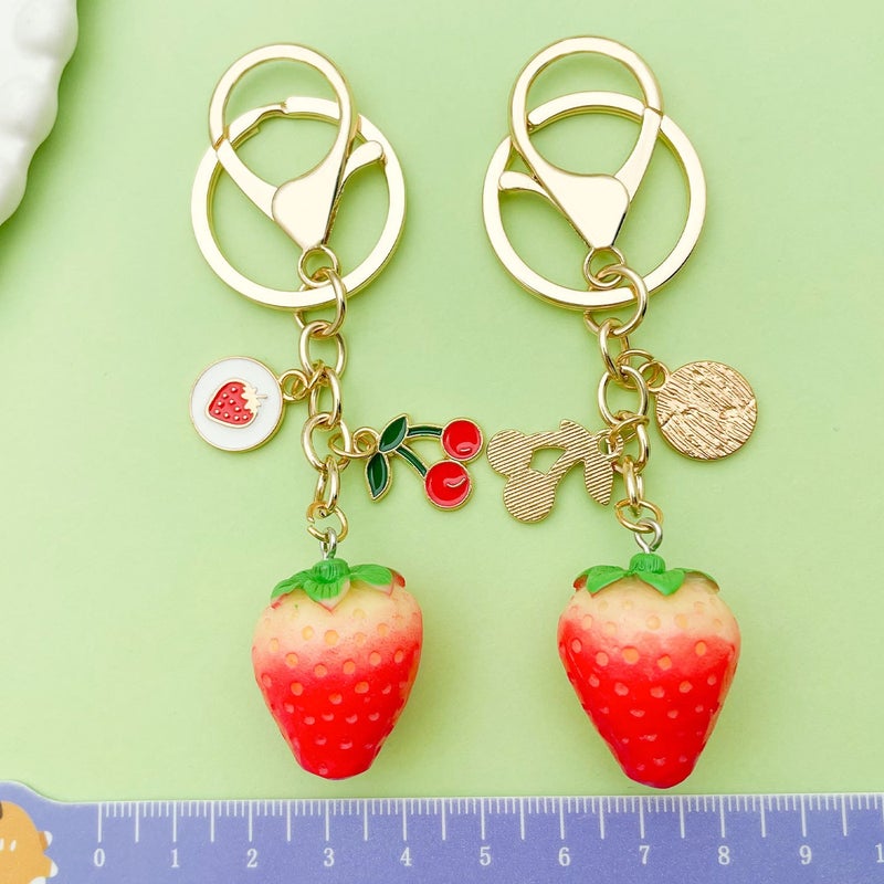Japanese And Korean Anti-Fruits Strawberry Cherry Keychain Accessories Cute Style Popular Gifts - Image 5