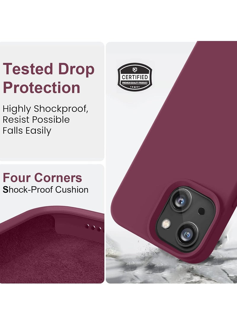 Generic - Compatible with iPhone 15 Plus/14 Plus Case 6.7 Inch Slim Liquid Silicone 4 Layers Soft Gel Rubber Shockproof Protective Phone Case with Anti Scratch Microfiber Lining (Wine Red) - Image 1