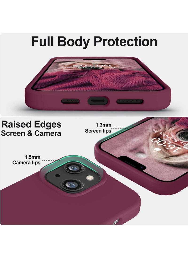 Generic - Compatible with iPhone 15 Plus/14 Plus Case 6.7 Inch Slim Liquid Silicone 4 Layers Soft Gel Rubber Shockproof Protective Phone Case with Anti Scratch Microfiber Lining (Wine Red) - Image 1