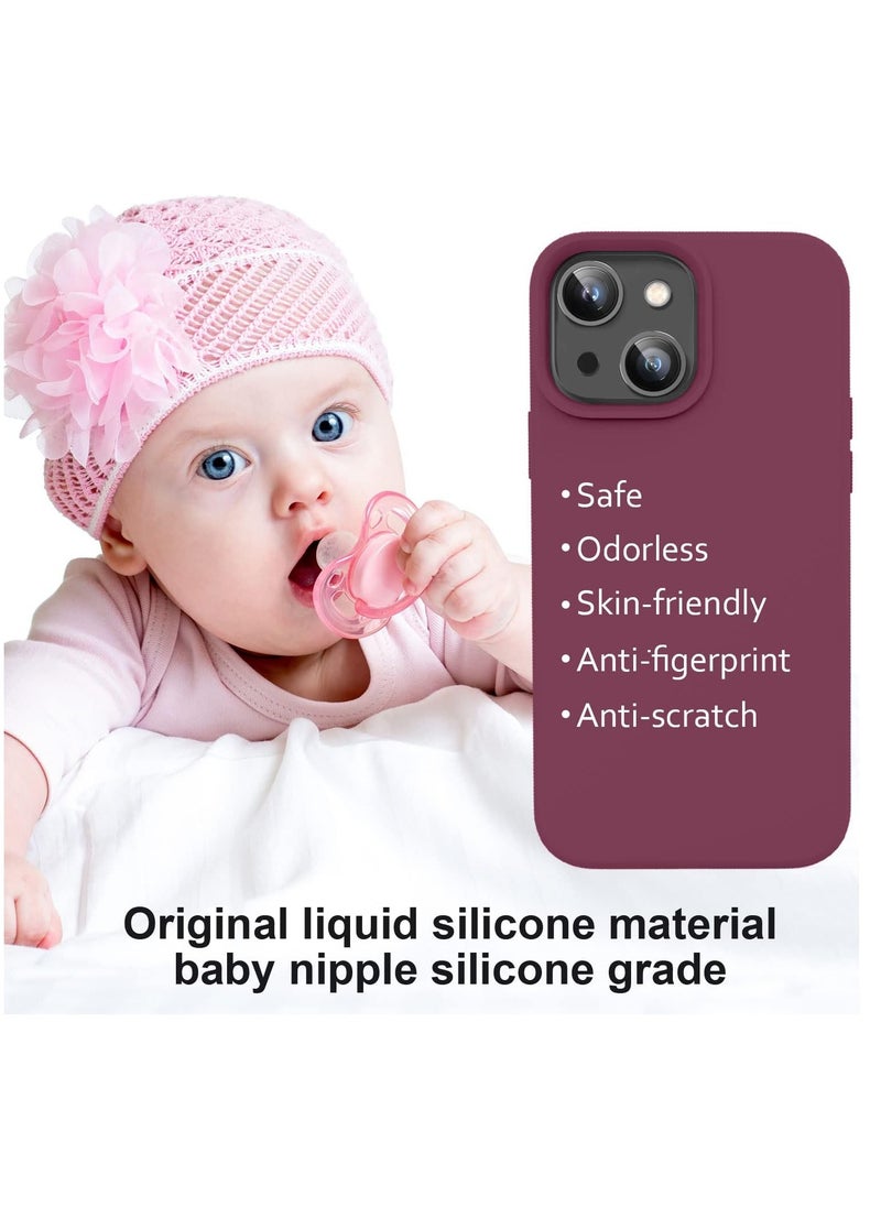 Generic - Compatible with iPhone 15 Plus/14 Plus Case 6.7 Inch Slim Liquid Silicone 4 Layers Soft Gel Rubber Shockproof Protective Phone Case with Anti Scratch Microfiber Lining (Wine Red) - Image 1