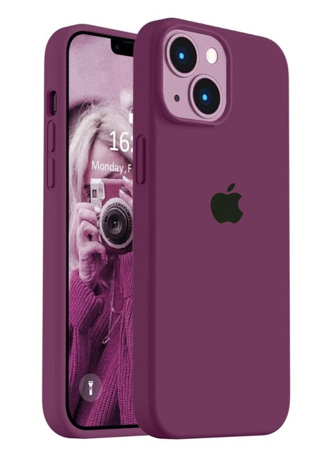 Compatible with iPhone 15 Plus/14 Plus Case 6.7 Inch Slim Liquid Silicone 4 Layers Soft Gel Rubber Shockproof Protective Phone Case with Anti Scratch Microfiber Lining (Wine Red)
