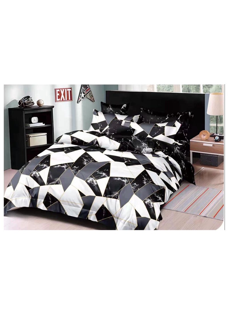 Generic Title: Modern Geometric Bedding Set – Black & White 