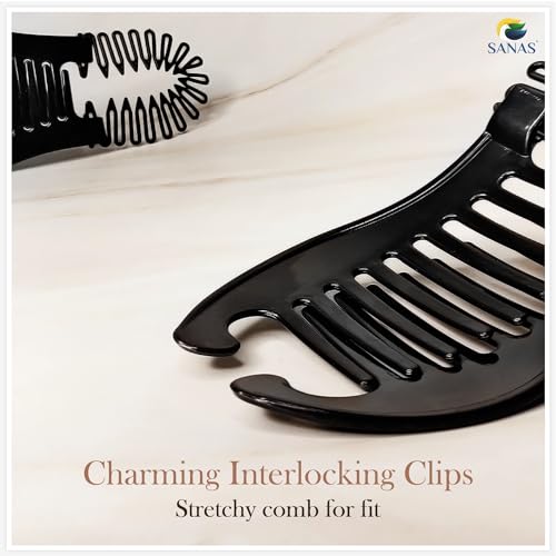 Sanas Banana Clips Hair 3PCS Stretch Clips Hair Clincher Comb Hair Clips Flexible Comb French Banana Clip Interlocking Clips - Image 4