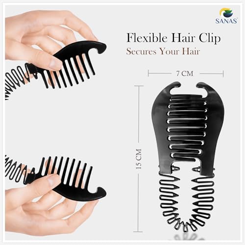 Sanas Banana Clips Hair 3PCS Stretch Clips Hair Clincher Comb Hair Clips Flexible Comb French Banana Clip Interlocking Clips - Image 2