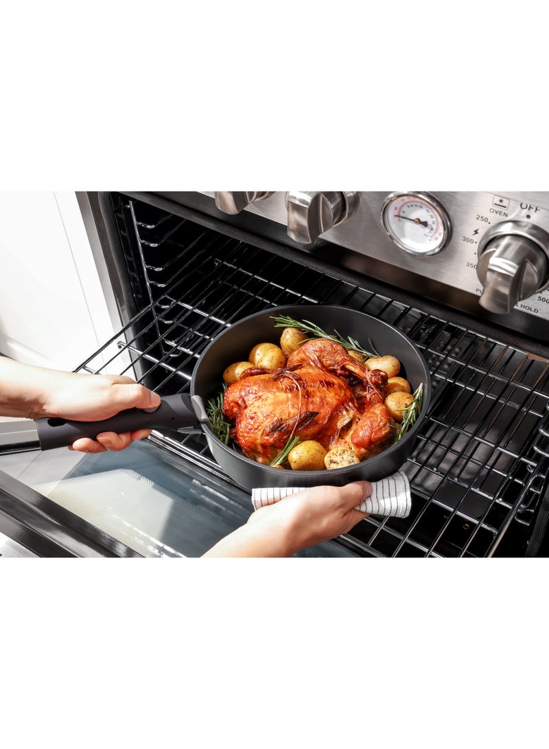 Cookware Set Nonstick With Detachable Handles, 18Pcs Induction Cookware Set Stackable, Space Saving With Removable Handle Black