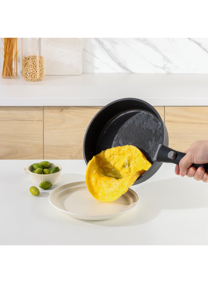 Cookware Set Nonstick With Detachable Handles, 18Pcs Induction Cookware Set Stackable, Space Saving With Removable Handle Black