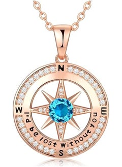 Zifeel Compass Necklace Gifts for Women wife - S925 Sterling Silver Birthstone Necklaces for Women - Anniversary Birthday Gifts for Her Wife Girlfriend - Valentines Day Mom Mother’s Day  Gifts  - Image 1
