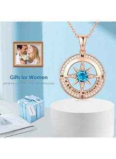 Zifeel Compass Necklace Gifts for Women wife - S925 Sterling Silver Birthstone Necklaces for Women - Anniversary Birthday Gifts for Her Wife Girlfriend - Valentines Day Mom Mother’s Day  Gifts  - Image 4