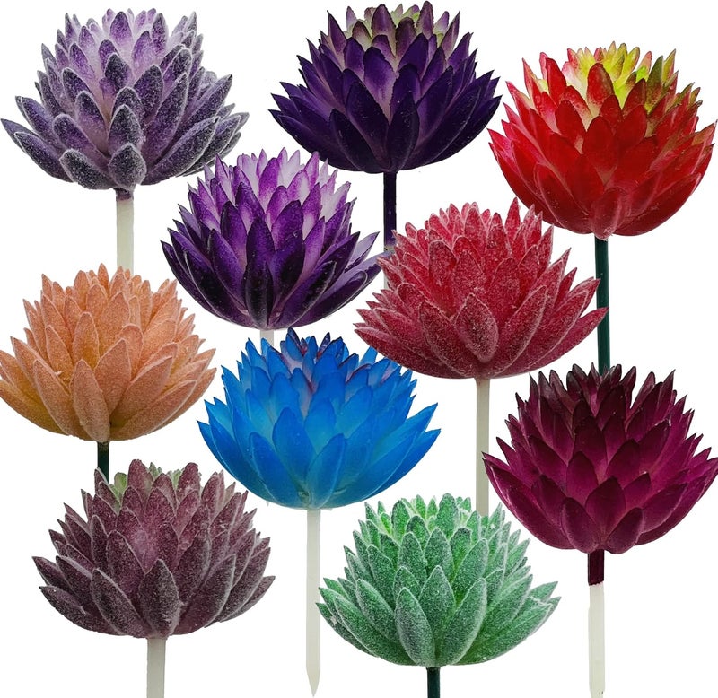 Cayway 10 PCS Artificial Succulent Plants, Mixed Color Artificial Succulents Picks for Indoor and Outdoor Home Decor Floral Arrangements - Image 1
